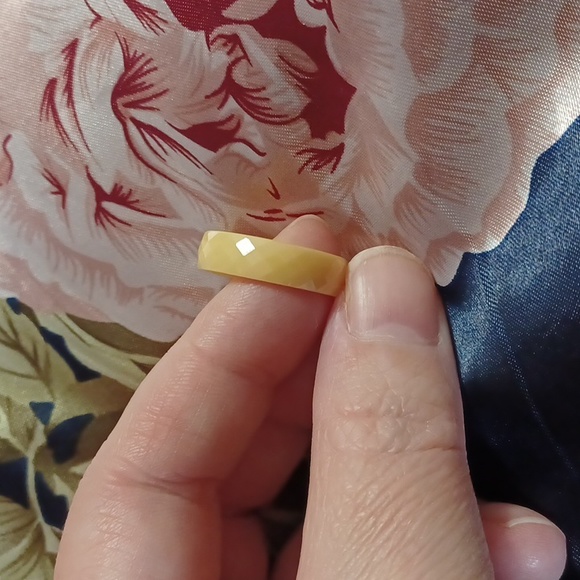 Diamond Cut Solid Faceted Mango Calcite Ring Sz.9 - Picture 3 of 8